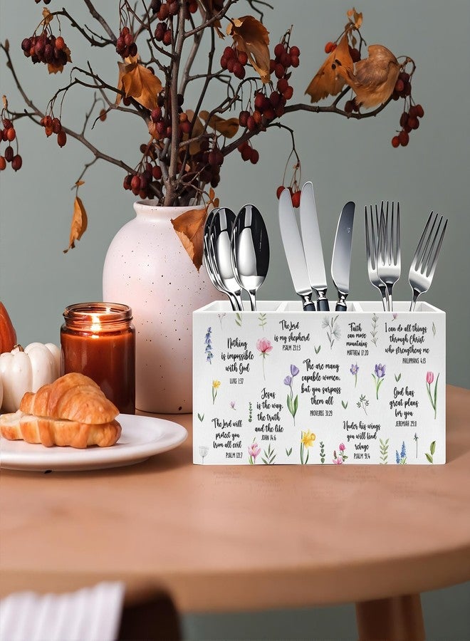 Exqcom Inspirational Floral Bible Verses Pen Pencil Holder, Christian Office Desk Decor, Religious Scripture Pencil Pen Holder Organizer for Home Office, Desk Accessories for Women - Image 4
