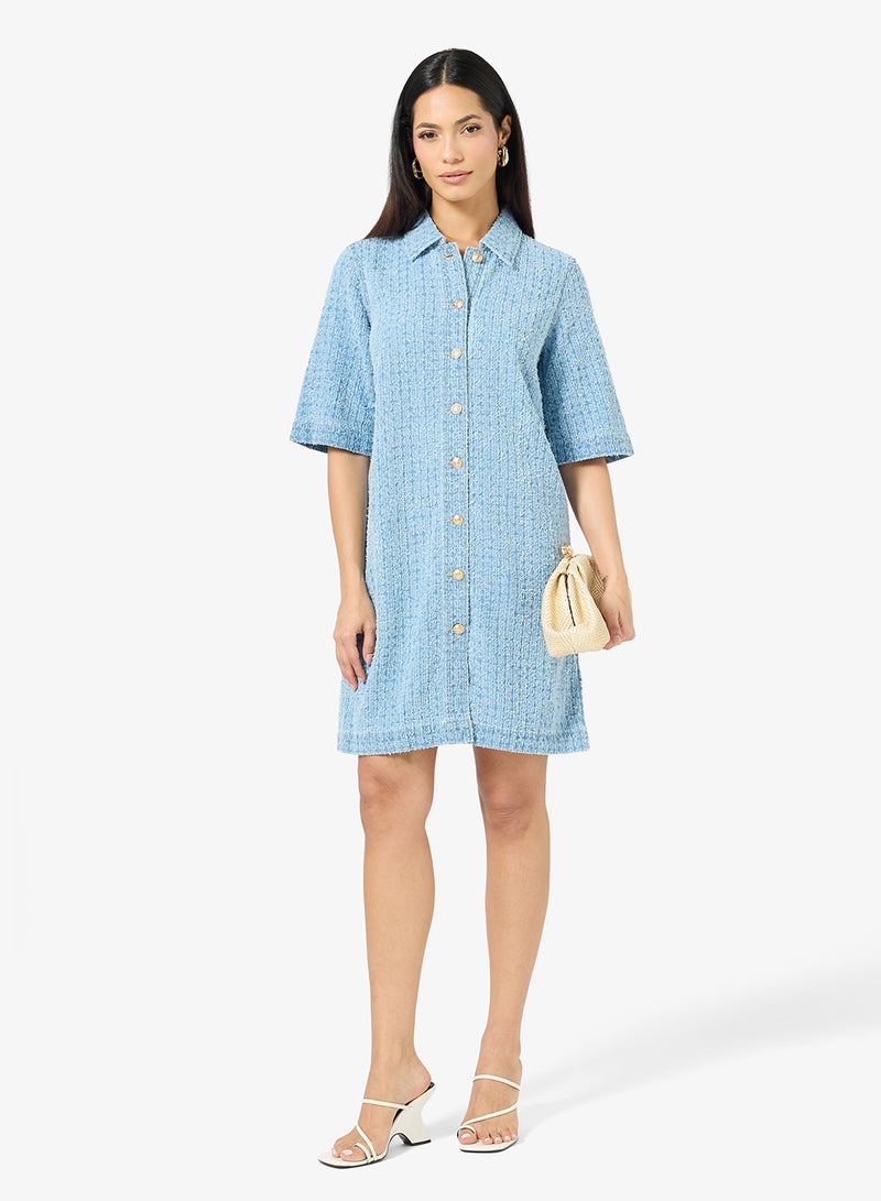 ONLY Onlbelle Boucleshort Sleeve Denim Dress - Image 4
