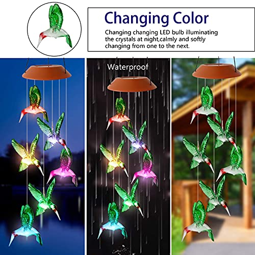 HiSolar Hummingbird Solar Wind Chimes Color Changing Outdoor LED Solar Chimes Light Birthday Gifts for Women Garden Gifts for Mom Grandma Mothers Day Memorial Wind Chimes Outdoor Decor - Image 2