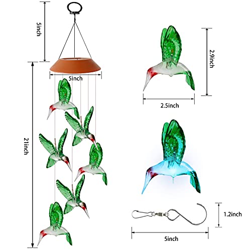 HiSolar Hummingbird Solar Wind Chimes Color Changing Outdoor LED Solar Chimes Light Birthday Gifts for Women Garden Gifts for Mom Grandma Mothers Day Memorial Wind Chimes Outdoor Decor - Image 4