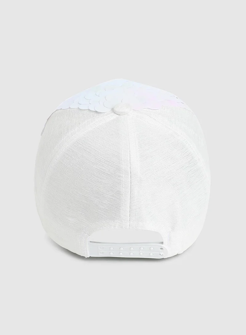 Haute Sauce Maxi Sequin Baseball Cap - White