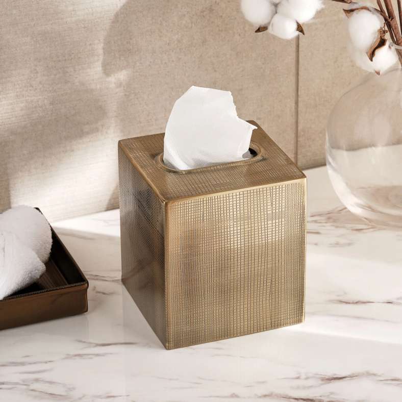 Pan Home غطاء صندوق مناديل معدني ذهبي عتيق - Image 1