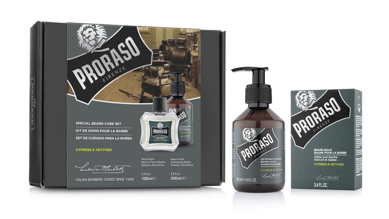 Proraso Beard Care Duo Kit for New or Short Beards with Beard Balm and Beard Wash, Cypress & Vetyver - Image 1