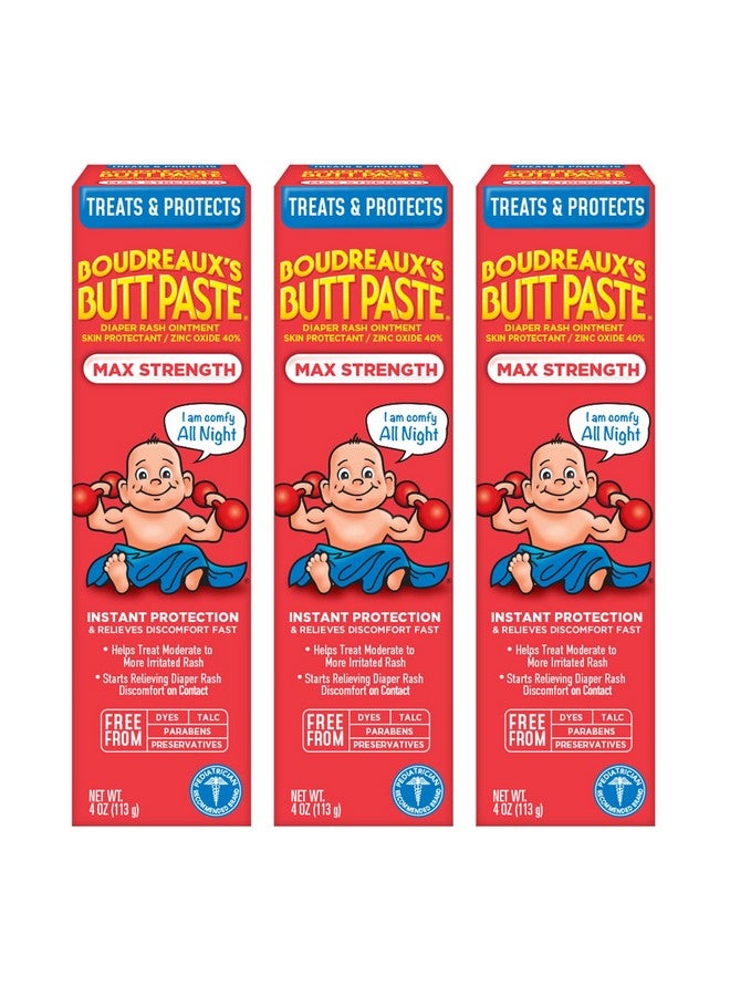 Boudreaux's Butt Paste Maximum Strength Diaper Rash Ointment, 4 Ounce , (Pack Of 3) - Image 1