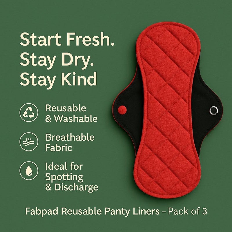 Fabpad Reusable Washable Eco-Friendly Cotton Sanitary Cloth Pads Pantyliners (Pack of 3) - Image 2