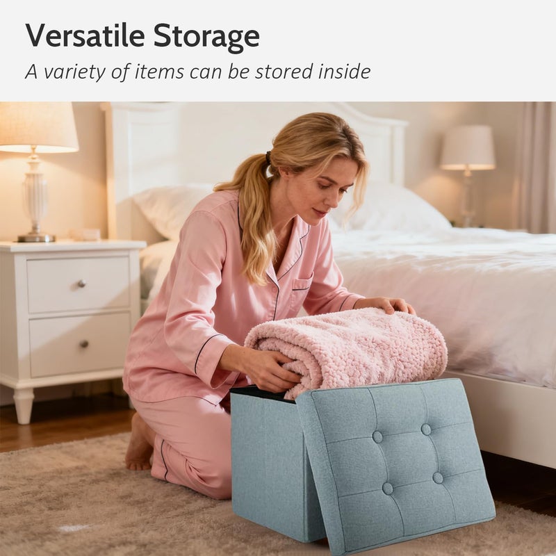 Docvania Ottoman Storage Ottoman Foot Rest Stool Foldable Bench with Storage Student Dormitory Bedroom and Entryway 16 X 12 X 12 - Image 3