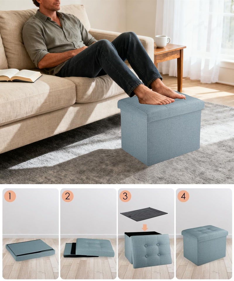 Docvania Ottoman Storage Ottoman Foot Rest Stool Foldable Bench with Storage Student Dormitory Bedroom and Entryway 16 X 12 X 12 - Image 4