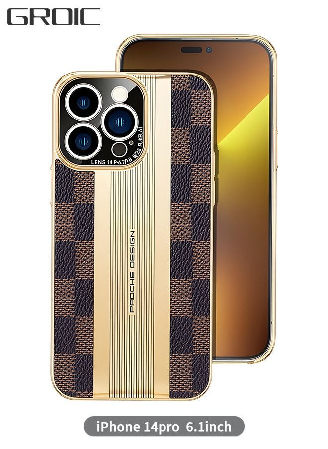 GROIC - IPhone 14 Pro Case 6.1 Inch, Luxury Genuine Leather Case, Premiun Back Cover, Anti-Slip, Anti-Fingerprint, Shockproof Protector Cover - Image 1
