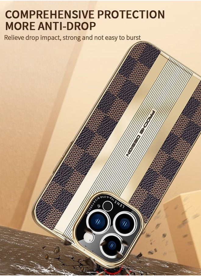 GROIC - IPhone 14 Pro Case 6.1 Inch, Luxury Genuine Leather Case, Premiun Back Cover, Anti-Slip, Anti-Fingerprint, Shockproof Protector Cover - Image 1
