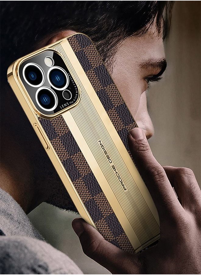 GROIC - IPhone 14 Pro Case 6.1 Inch, Luxury Genuine Leather Case, Premiun Back Cover, Anti-Slip, Anti-Fingerprint, Shockproof Protector Cover - Image 1