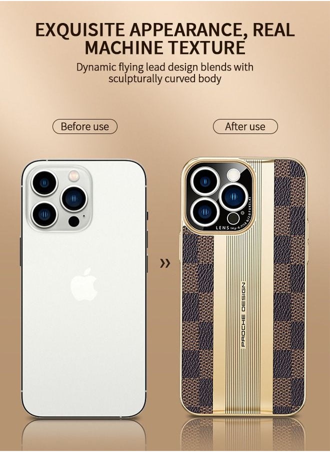 GROIC - IPhone 14 Pro Case 6.1 Inch, Luxury Genuine Leather Case, Premiun Back Cover, Anti-Slip, Anti-Fingerprint, Shockproof Protector Cover - Image 1
