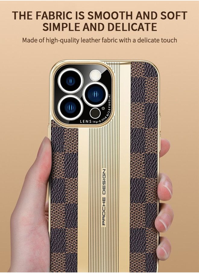 GROIC - IPhone 14 Pro Case 6.1 Inch, Luxury Genuine Leather Case, Premiun Back Cover, Anti-Slip, Anti-Fingerprint, Shockproof Protector Cover - Image 1