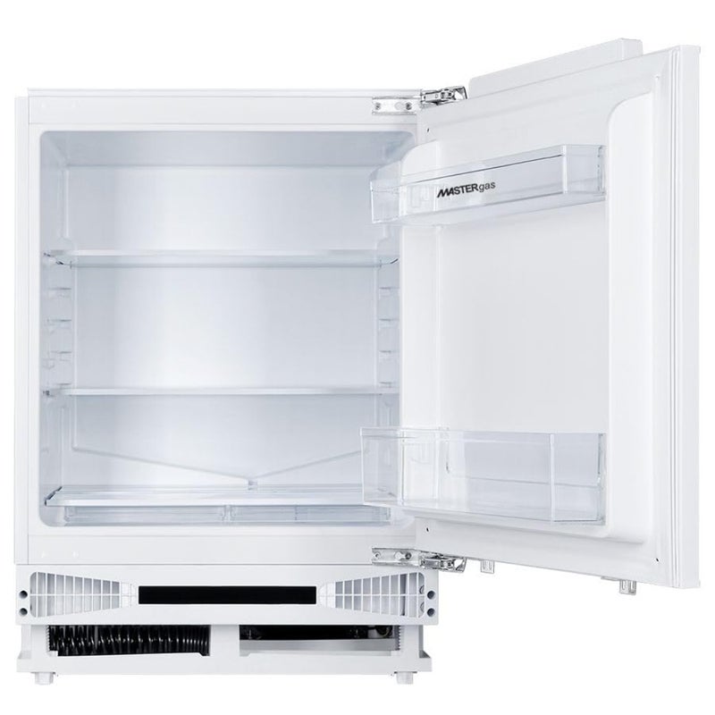 Undercounter built-in refrigerator for kitchen use, stainless steel, black, energy-efficient and quiet operation - Image 1