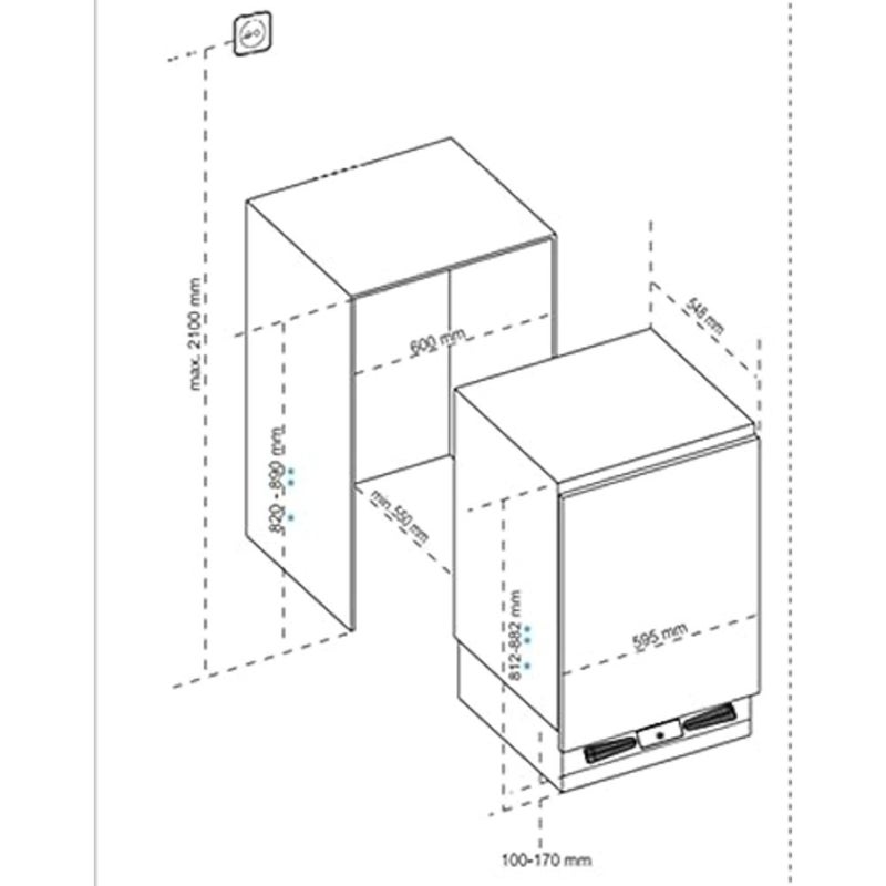 Undercounter built-in refrigerator for kitchen use, stainless steel, black, energy-efficient and quiet operation - Image 3