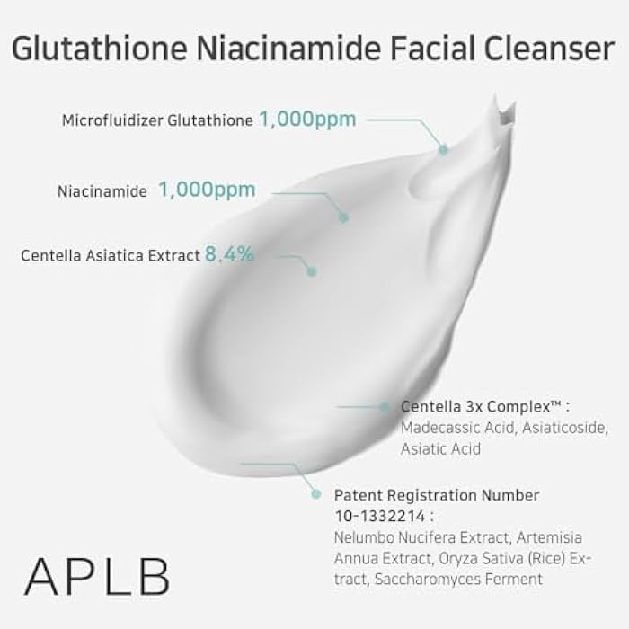 APLB Glutathione Niacinamide Facial Cleanser | LIPO GLUTA NIAC CEN™ 8.6% 2.71 FL.OZ/Korean Skincare, Cares for Tighten Pores & Sebum, Long lasting nourishment and deep moisture for soft skin - Image 4