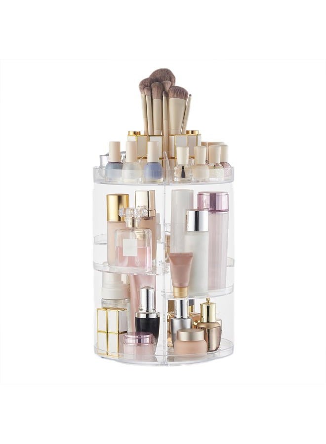 SUNFICON Rotating Makeup Organizer 360 Rotation Cosmetic Storage Holder Crystal Clear Acrylic Makeup Turntable Spin Display Stand Bathroom Bedroom Countertop Vanity Dressing Table Gift Girl Lady Women - Image 1