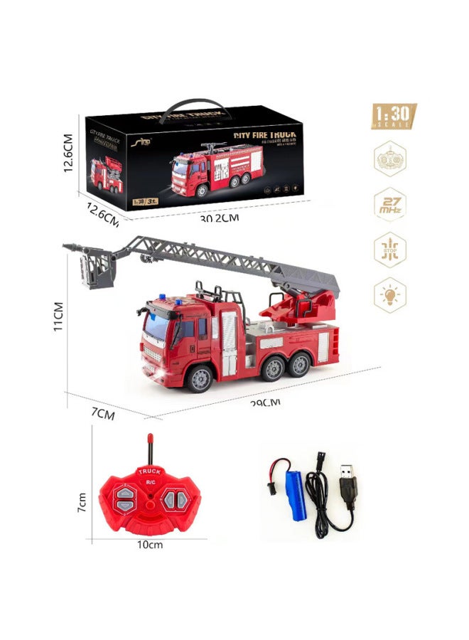 1:30 Children's Four-way With Lithium-ion Remote Control Fire Truck Sanitation Engineering Car Boy Toy Simulation Model Car-Color:QH833A-1D Water Cannon Fire Truck-Proportion:Package 1: 1 Lithium Battery 1 Charging Line  - Image 3