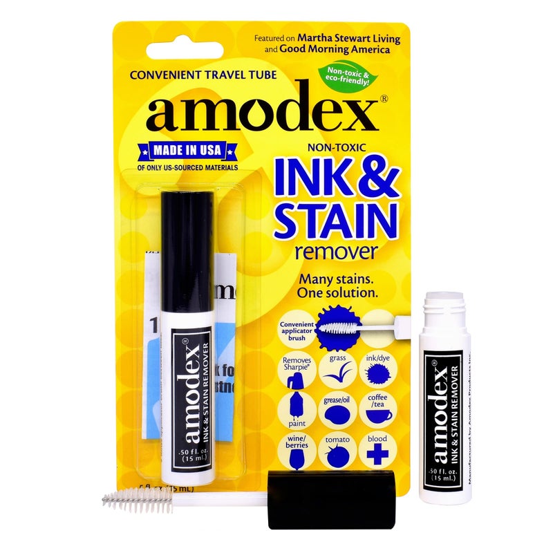 Amodex مزيل الحبر والبقع أمودكس للسفر 0.5 أونصة مع فرشاة مدمجة - Image 2
