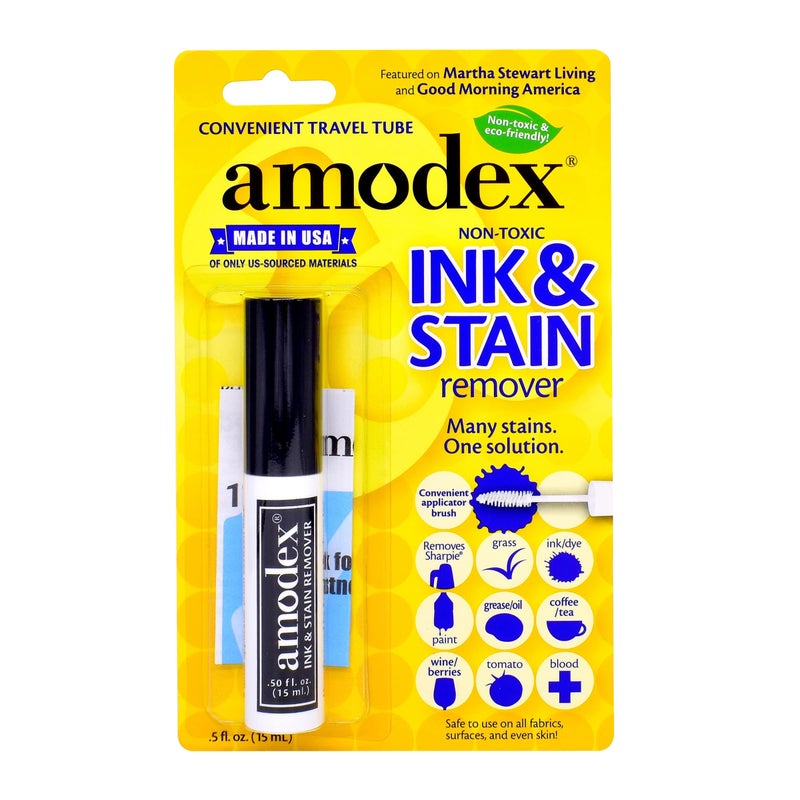 Amodex مزيل الحبر والبقع أمودكس للسفر 0.5 أونصة مع فرشاة مدمجة - Image 1