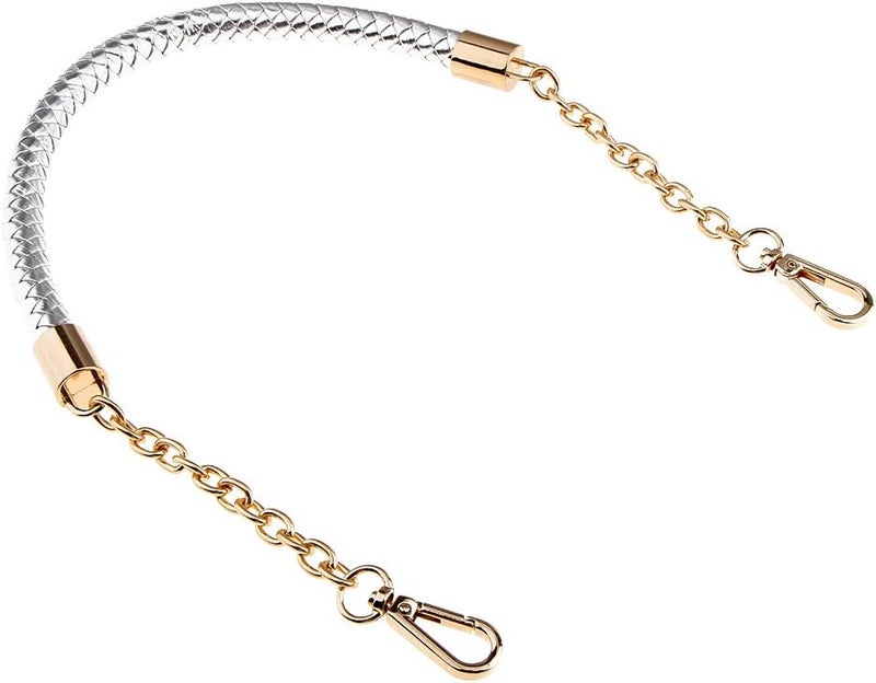 klarako Braided Leather Strap Handbag Clutch Crossbody Bag, Purse Handle Replacement 60cm, Silver, 60cm - Image 4