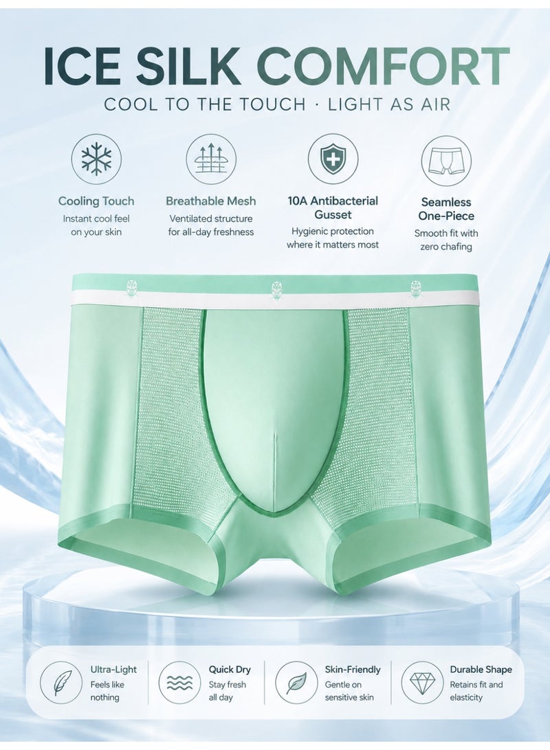 Men’s Ice Silk Boxer Briefs 4-Pack, Breathable Mesh Underwear, Soft Stretch Quick-Dry Trunks, Lightweight Comfortable for Men - Image 2