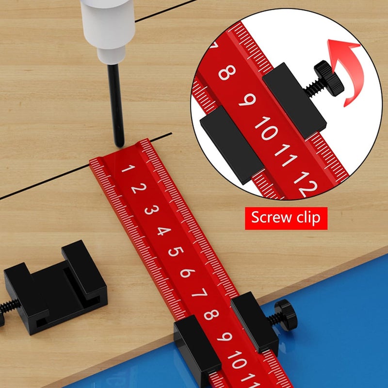 20 سم مسطرة T منزلقة من الألومنيوم أداة قياس النجارة مع التدبيش وإيقاف المنزلق - Image 4