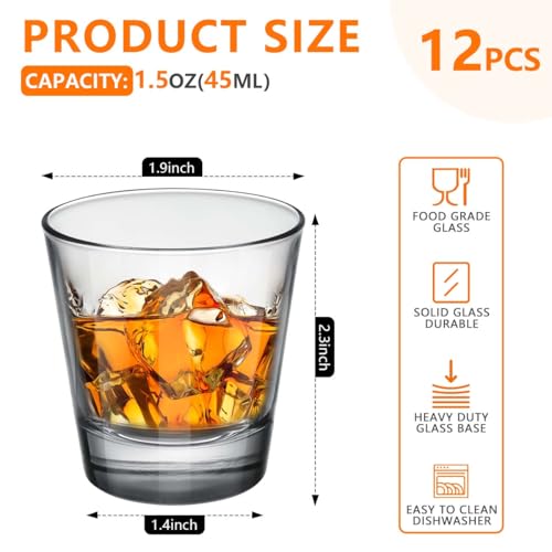 OBTANIM 12 Pack Shot Glasses, 1.5 oz Clear Shot Glass Cups Set with Heavy Base for Bar Restaurants Home - Image 2