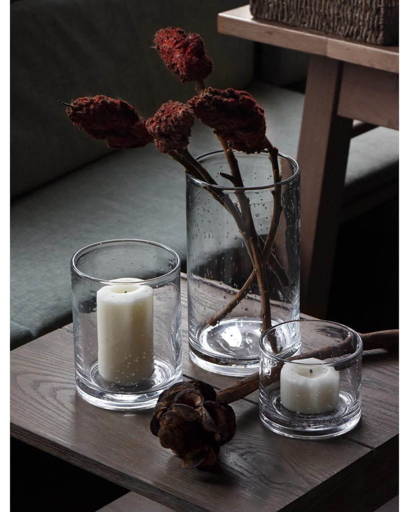 ARIAMOTION Hurricane Candle Holders for Pillar Hand Blown Glass Cylinder Vases Table Centerpiece Bulk Room Decor Clear Seeded Bubbles Living Dining Kitchen Island 10" 7" 4" Set of 3 - Image 5