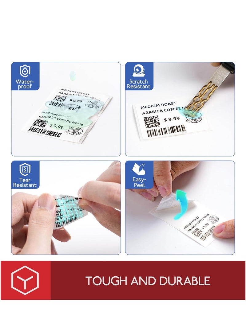 فوميمو 3 لفات ورق ملصقات مربع ذاتي اللصق متعدد الاغراض مقاس 80×50 ملم لطابعة ملصقات M110/M120/M200/M220/M221، للطباعة بالاسود على الابيض، 100 ملصق في اللفة، خلفية بيضاء - Image 2