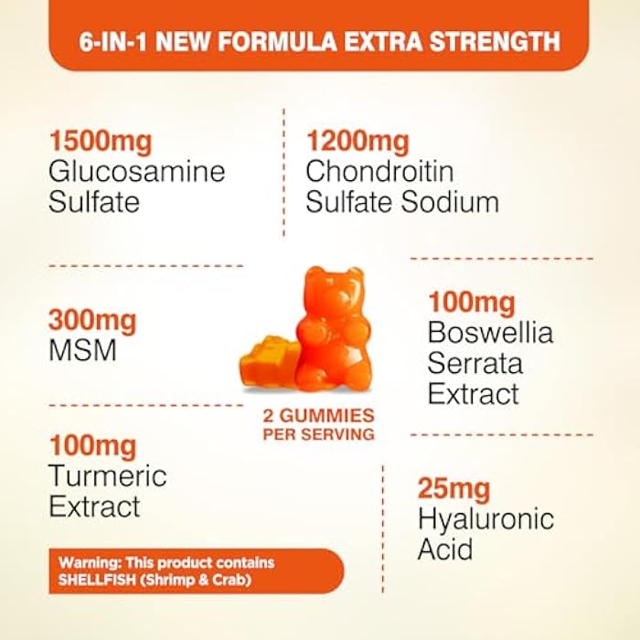 Hollegend Glucosamine Chondroitin Gummies Sugar Free, Gummies Supplements for Adults Men & Women, 60 Count - Image 3