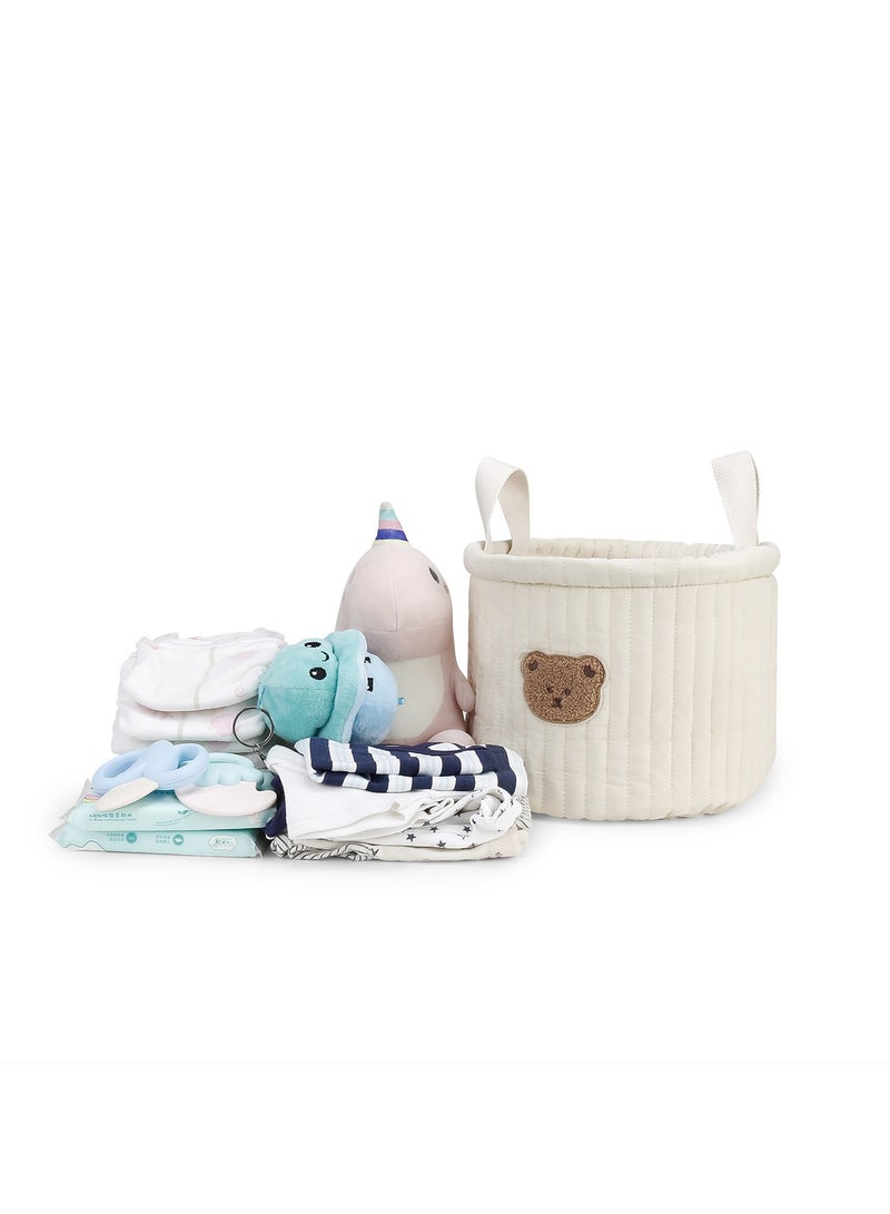 عام سلة تخزين ملابس متعددة الاستخدامات لتنظيم حفاضات الأطفال، ألعابهم، والأغراض المتفرقة، مع بطانة مُبطنة مناسبة للمنزل. - Image 1