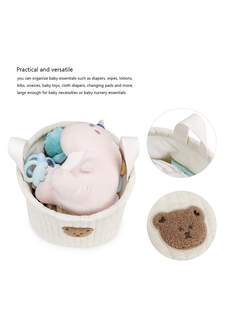 عام سلة تخزين ملابس متعددة الاستخدامات لتنظيم حفاضات الأطفال، ألعابهم، والأغراض المتفرقة، مع بطانة مُبطنة مناسبة للمنزل. - Image 3