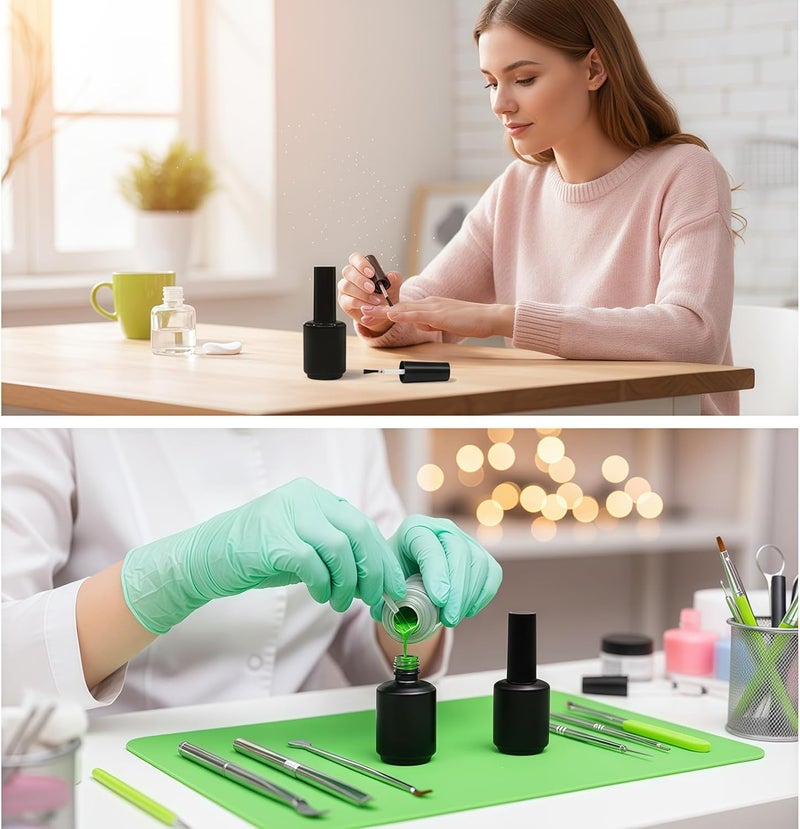 UPSTORE 6 Pcs 15ml Empty Nail Polish Bottles with Brush Round Refillable Glass Nail Polish Storage Bottles Containers for DIY Nail Art (Glossy Black) Global standard processed material - Image 4