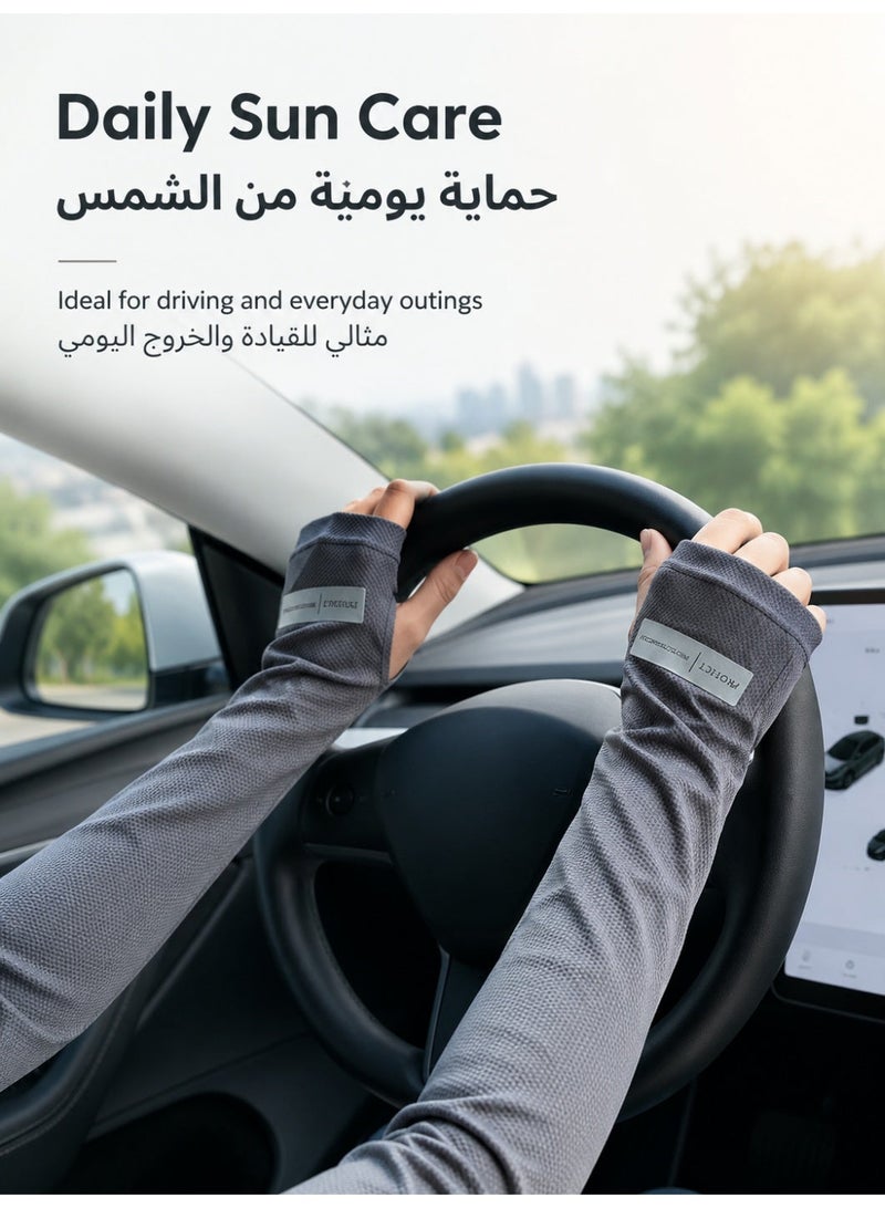 جيني جار 3 أزواج من أكمام الذراع المريحة بفتحة للإبهام، أكمام تبريد وضغط طويلة للنساء بثلاثة ألوان، أغطية صيفية للذراع لإخفاء الوشم، مناسبة للرياضة والتمارين وركوب الدراجات والقيادة - Image 3