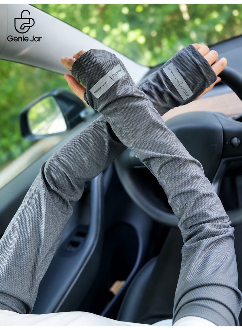 جيني جار 3 أزواج من أكمام الذراع المريحة بفتحة للإبهام، أكمام تبريد وضغط طويلة للنساء بثلاثة ألوان، أغطية صيفية للذراع لإخفاء الوشم، مناسبة للرياضة والتمارين وركوب الدراجات والقيادة - Image 1