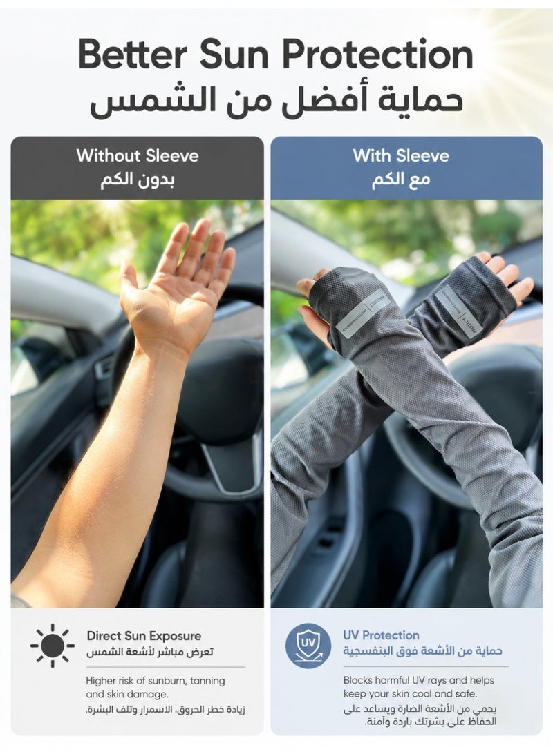 جيني جار 3 أزواج من أكمام الذراع المريحة بفتحة للإبهام، أكمام تبريد وضغط طويلة للنساء بثلاثة ألوان، أغطية صيفية للذراع لإخفاء الوشم، مناسبة للرياضة والتمارين وركوب الدراجات والقيادة - Image 5