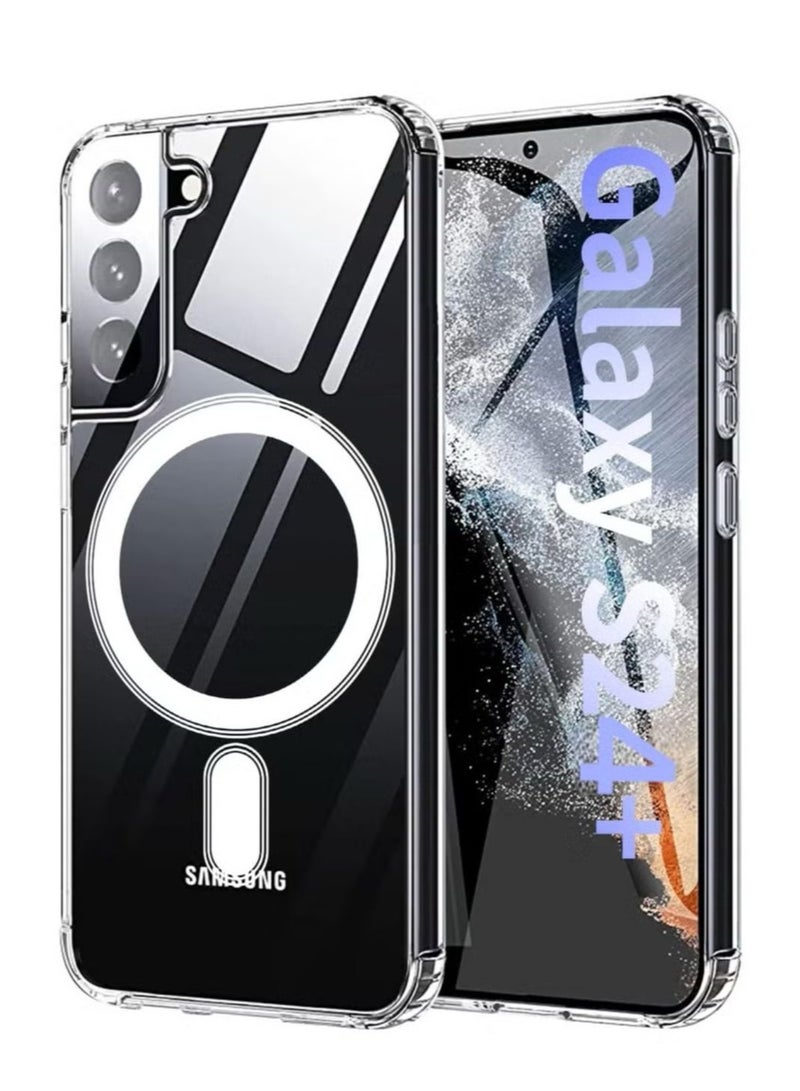 Magnetic Samsung Galaxy S24 Plus, Magnetic Case, Compatible with MagSafe Wireless Charging, Anti-Scratch Bumper Cover (Clear), TPU - PC - Image 1