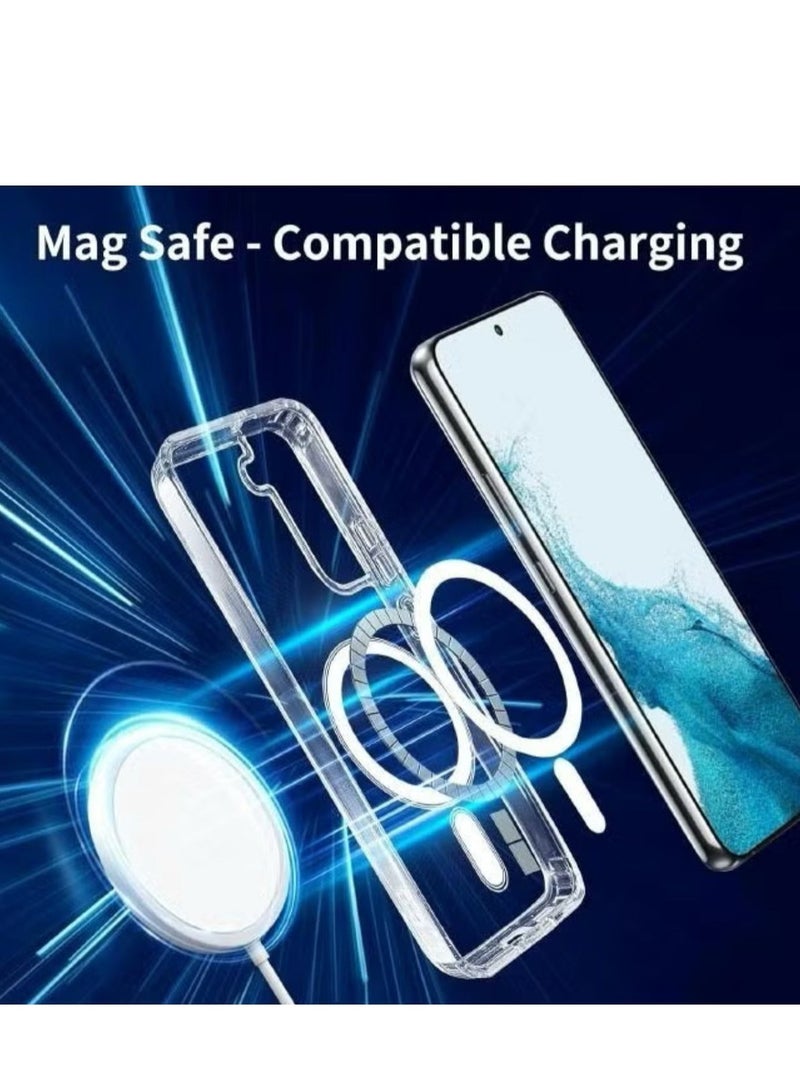 Magnetic Samsung Galaxy S24 Plus, Magnetic Case, Compatible with MagSafe Wireless Charging, Anti-Scratch Bumper Cover (Clear), TPU - PC - Image 3