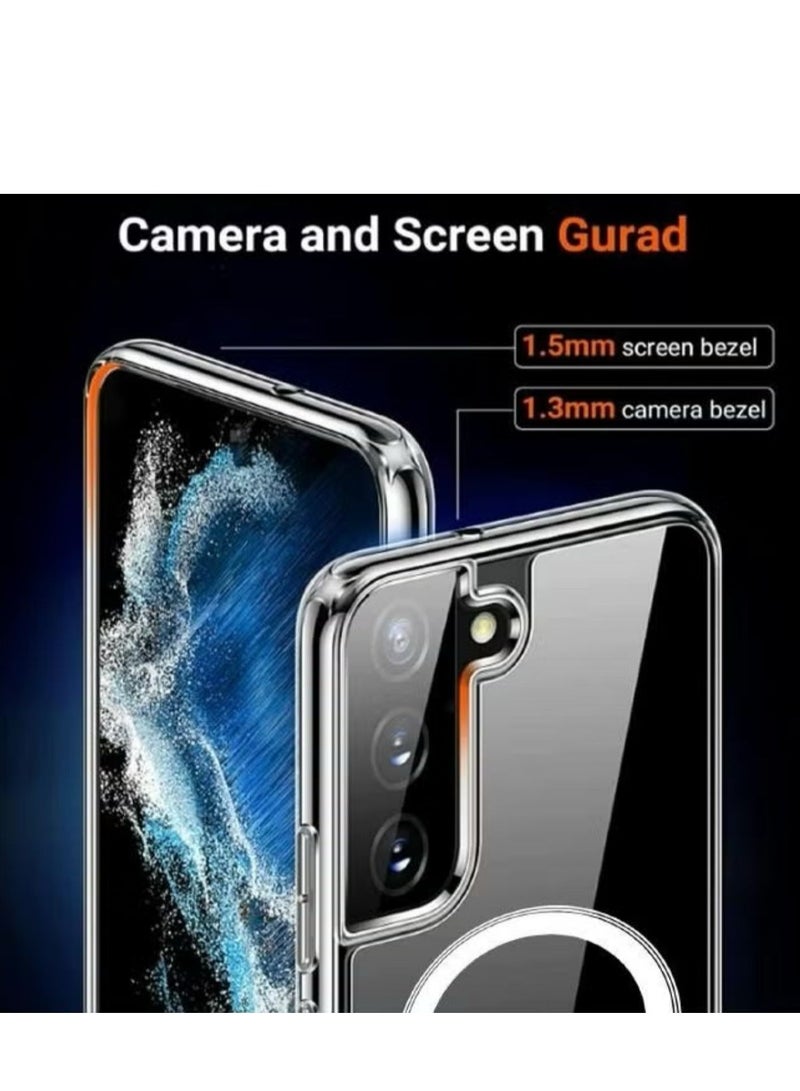 Magnetic Samsung Galaxy S24 Plus, Magnetic Case, Compatible with MagSafe Wireless Charging, Anti-Scratch Bumper Cover (Clear), TPU - PC - Image 4