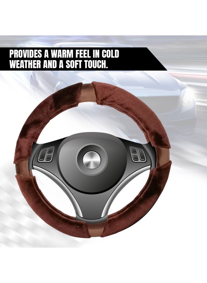 Agc Fluffy Steering Wheel Cover Smooth Fur Premium Car Steering Cover Size Medium 38cm - Image 4