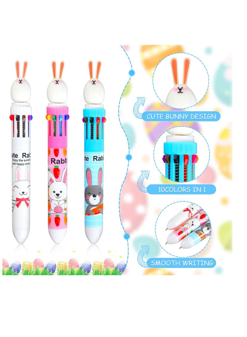 SYOSI 9 Easter Bunny Pens 10 in 1 Cartoon Shuttle Ballpoint Pen Retractable Multicolor Pen 0.5 mm Kawaii Cute Pens Bunny Rabbit Gel Ink Pen Easter Rabbit Pens for Kids Students Gift Office Supplies - Image 3