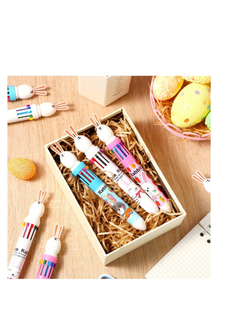 SYOSI 9 Easter Bunny Pens 10 in 1 Cartoon Shuttle Ballpoint Pen Retractable Multicolor Pen 0.5 mm Kawaii Cute Pens Bunny Rabbit Gel Ink Pen Easter Rabbit Pens for Kids Students Gift Office Supplies - Image 4