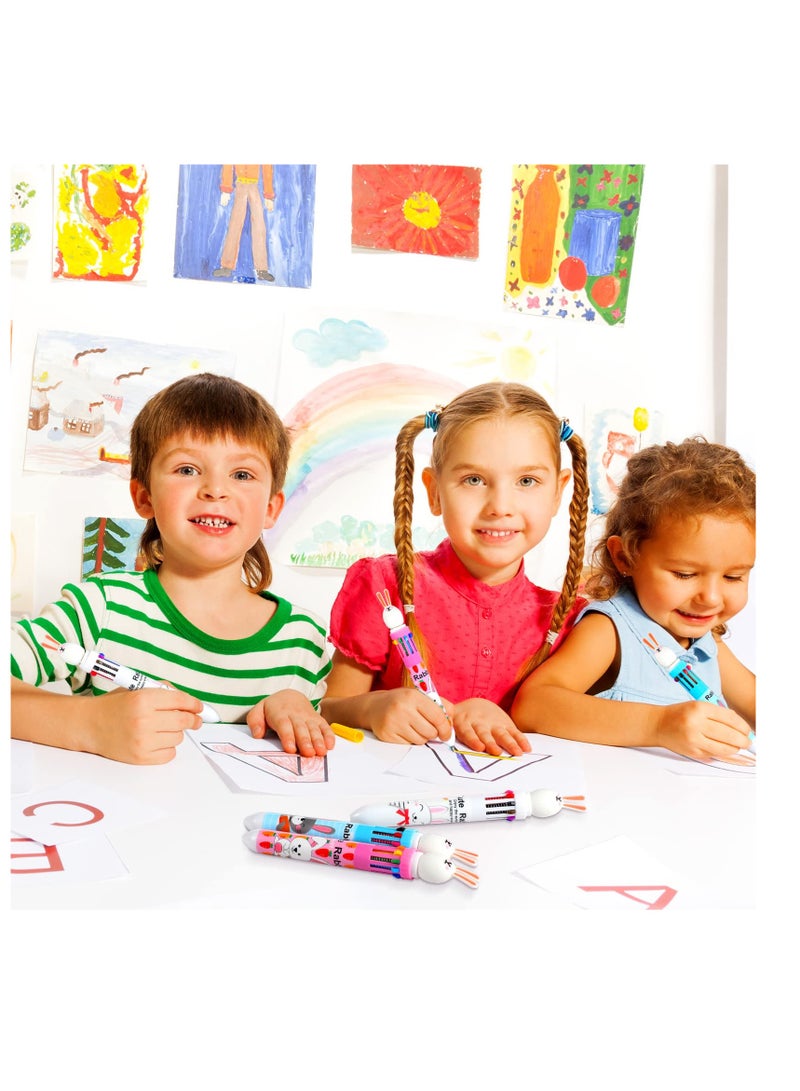 SYOSI 9 Easter Bunny Pens 10 in 1 Cartoon Shuttle Ballpoint Pen Retractable Multicolor Pen 0.5 mm Kawaii Cute Pens Bunny Rabbit Gel Ink Pen Easter Rabbit Pens for Kids Students Gift Office Supplies - Image 2