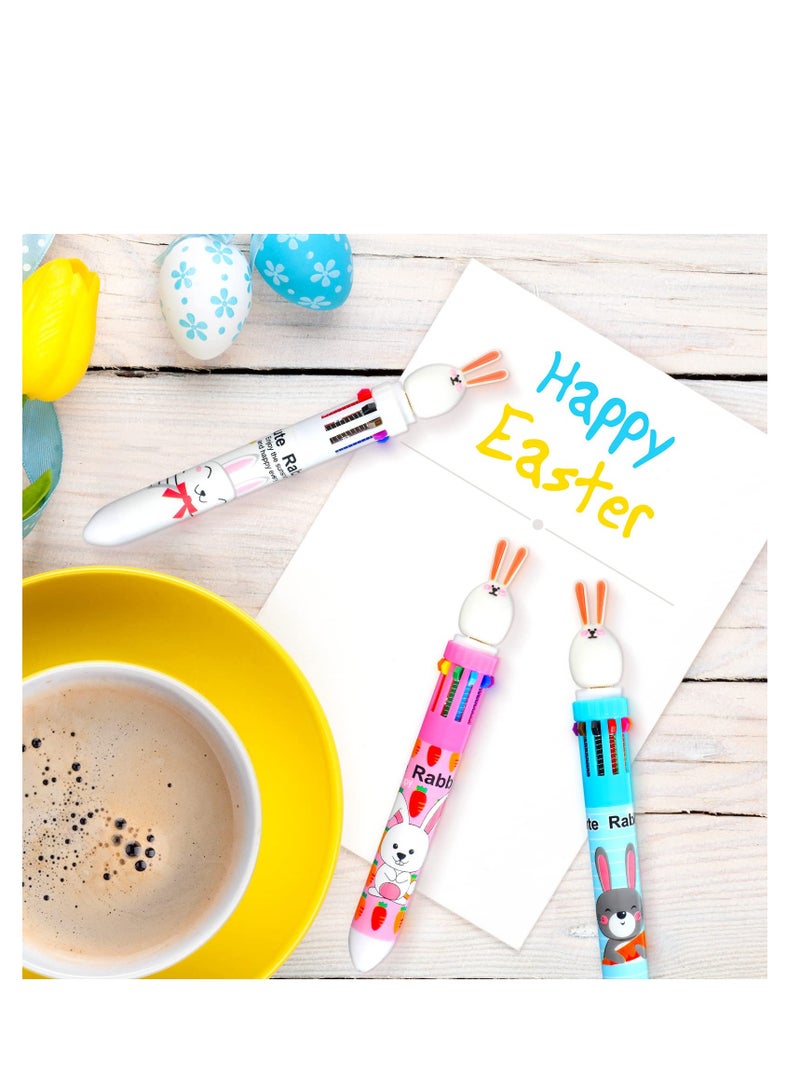 SYOSI 9 Easter Bunny Pens 10 in 1 Cartoon Shuttle Ballpoint Pen Retractable Multicolor Pen 0.5 mm Kawaii Cute Pens Bunny Rabbit Gel Ink Pen Easter Rabbit Pens for Kids Students Gift Office Supplies - Image 5