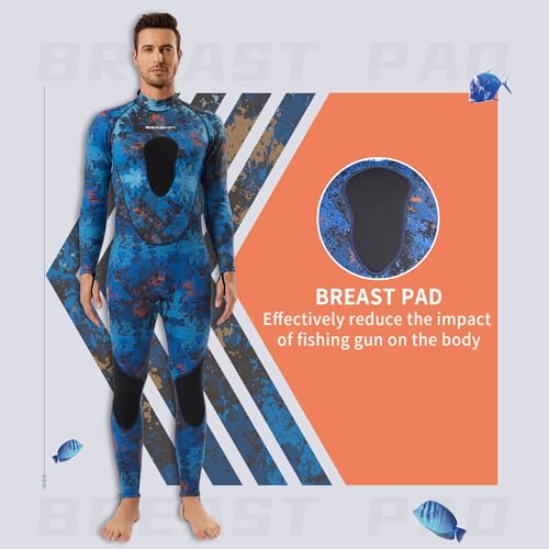 Seaskin Spearfishing Wetsuit for Mens 15mm Neoprene Camo Full Body Diving Suits for Snorkeling Swimming 3mm Large - Image 3