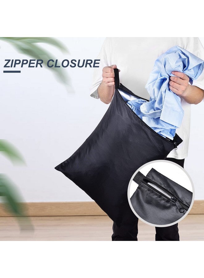 OTraki OTraki Travel Laundry Bags 2 Pack Wet Bag for Swimsuit and Towels Waterproof Wet Dry Bag 16 x 20 inch Dirty Clothes Gym Laundry Bags with Handle for Beach Swimming Workout Yoga Black - Image 4