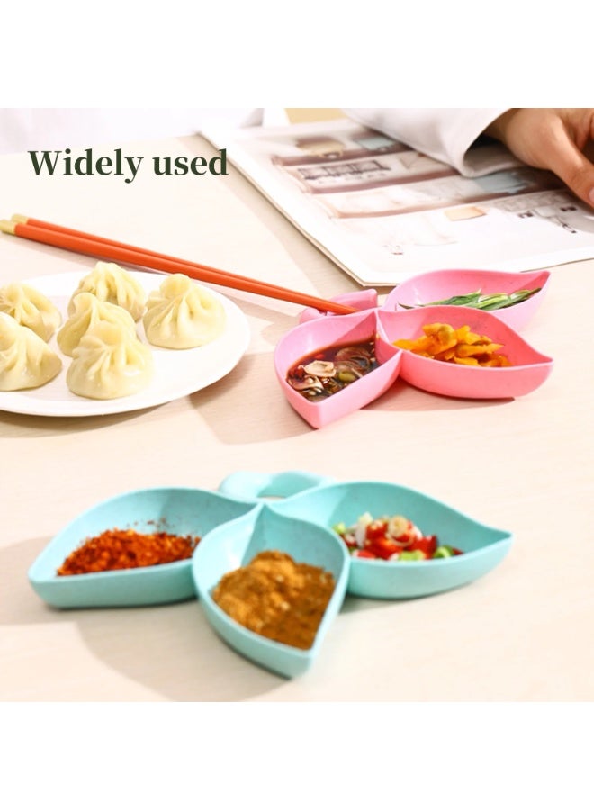 2Pcs Sauce Dish Leaves Shape Integrated Molding with Hanging Hole 3 Grids Korean BBQ Hot Pot Seasoning Dish Home Supply - Image 1