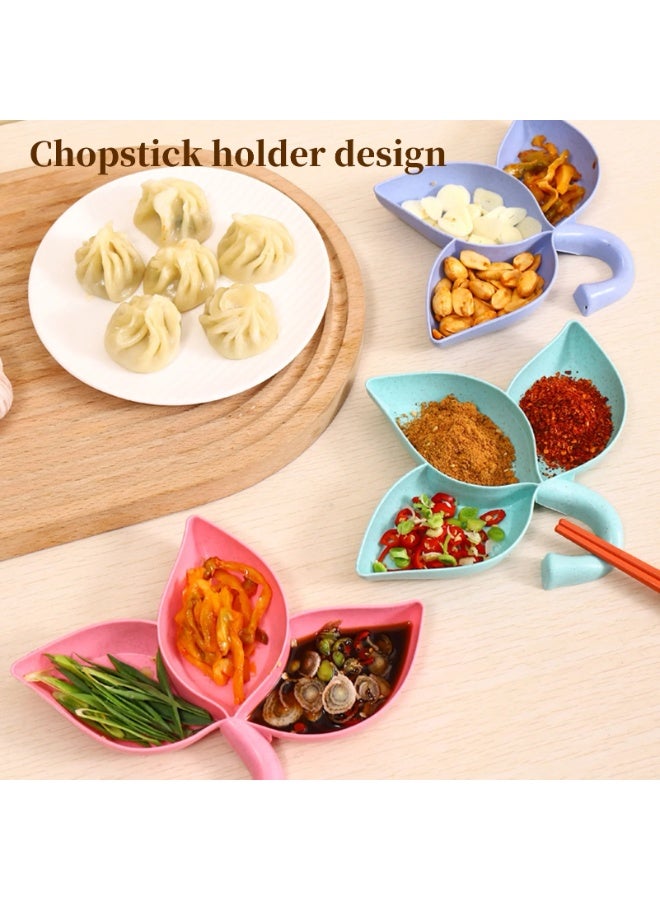 2Pcs Sauce Dish Leaves Shape Integrated Molding with Hanging Hole 3 Grids Korean BBQ Hot Pot Seasoning Dish Home Supply - Image 5
