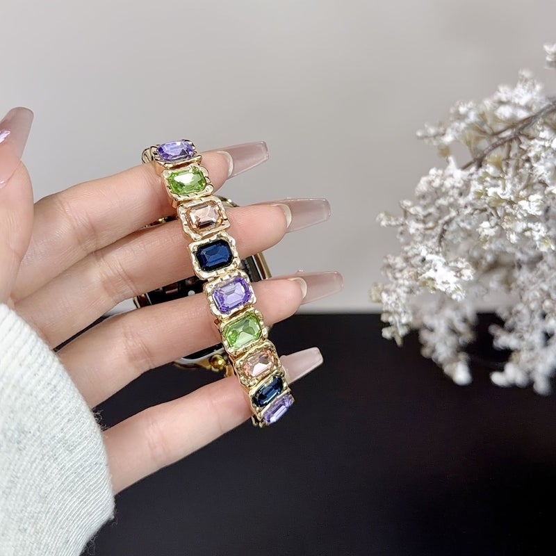 Golden Multicolor Sparkling Rhinestone Watch Band For Women 42 44 45 46 49mm - Image 3