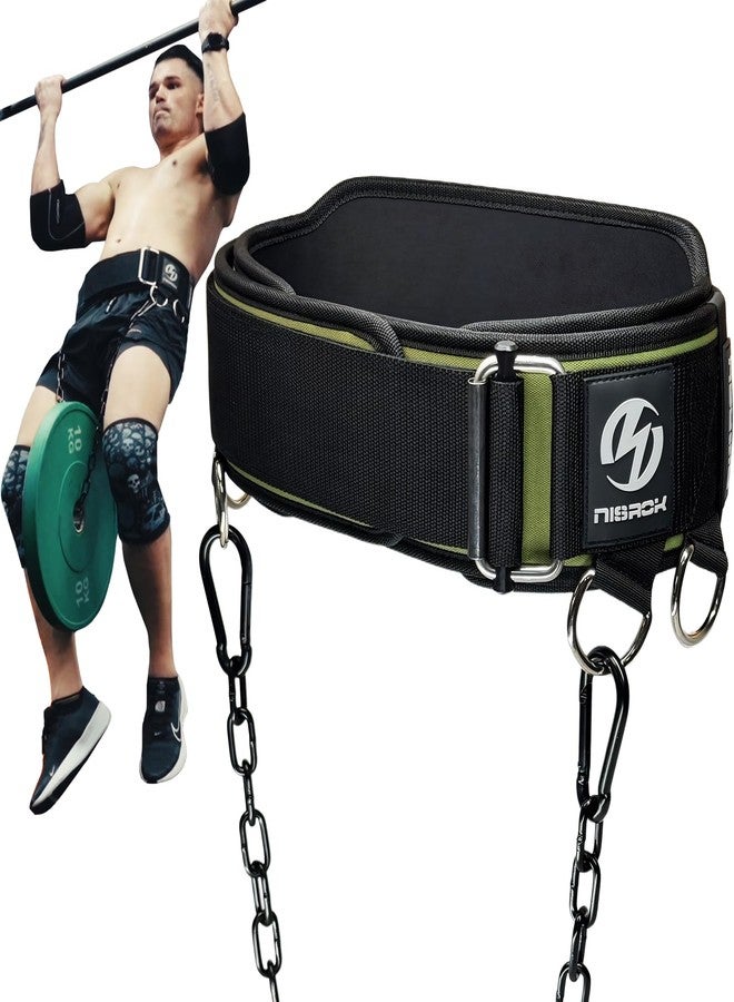 Nisrok 2-in-1 Weightlifting Belt & Dip Belt with 41 IN Steel Chain, Double-Layer Design, Powerlifting Gym Belt for Pull Up, Squat, Deadlifts & Added Weight Training, Unisex for Men & Women(Small) - Image 1